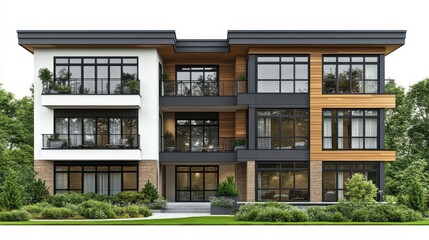 Contemporary three story apartment building with modern design e