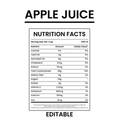 Apple Juice, Apple Juice  Nutrition Label Facts, Nutrition Facts, Nutrition Label,