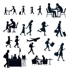  People Silhouettes: Family, Travel, and Activities man and female 