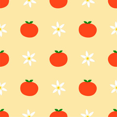 Seamless pattern with orange fruit	