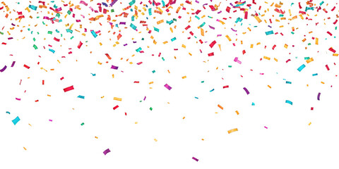 Realistic shiny decorative falling confetti seamless pattern isolated on transparent PNG