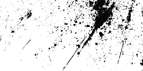 Abstract ink splatter background with black and white textures. Black ink splashes on white background. Abstract grunge texture.
