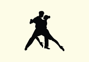 People dancing vector icon. Beautiful set of dancing couples in silhouette black style illustrations isolated on white. Concept of dancing classes, jazz, classic dance. Dancing classes, retro theater 