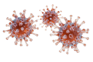Coronavirus COVID-19: 3D Render of Virus Particle, Microscopic View, Infectious Disease, Pandemic on transparent background