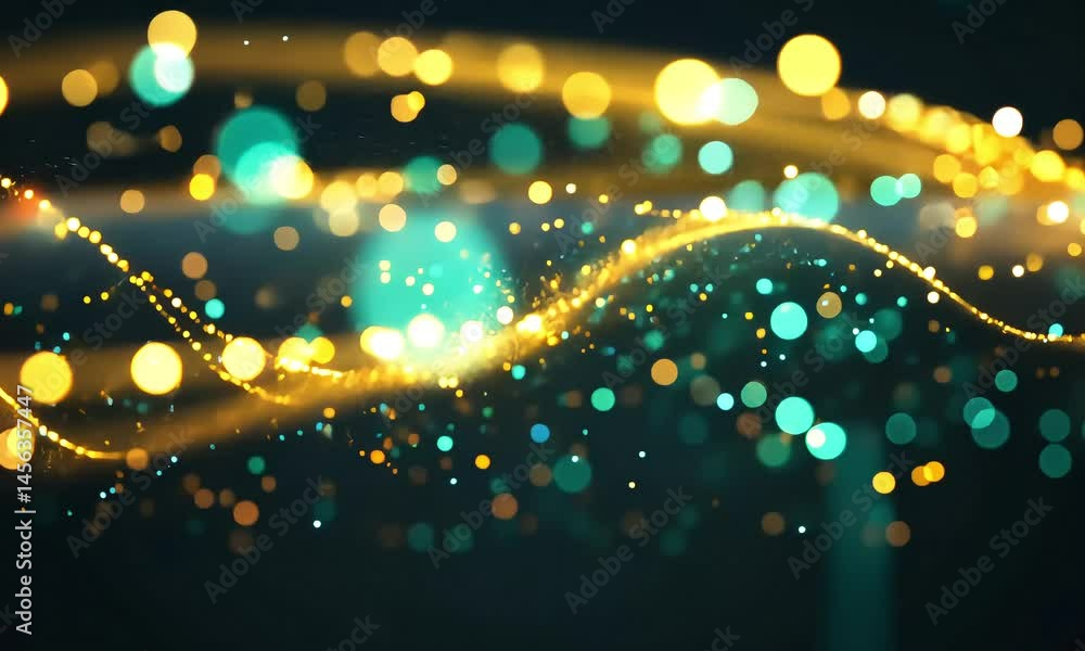 Poster abstract background with flowing lines and light particles