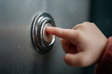A tiny hand reaching to push a silver button, ready to engage with something new and exciting.