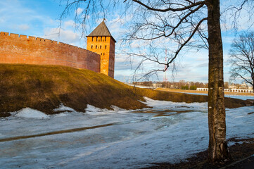 Veliky Novgorod, Russia. Palace tower of Veliky Novgorod Kremlin fortress