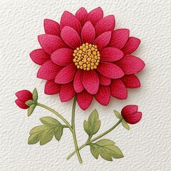 Crimson Dahlia Flower Close up with Textured Background