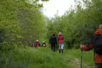 Groupe de randonneurs sur un sentier en Bretagne