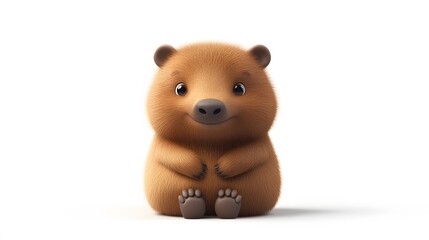 Fototapeta premium Cute, digital rendering of a cartoon bear figure.