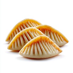 Golden Brown Pastries on White Background