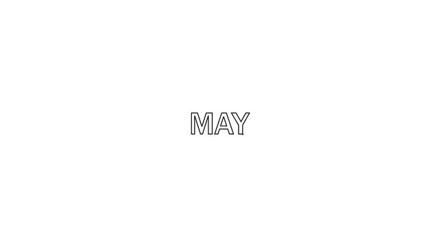 Abstract very nice text animation.5 month of year.may text written on white grungy stamp sign.shine month name may text sign icon animation.