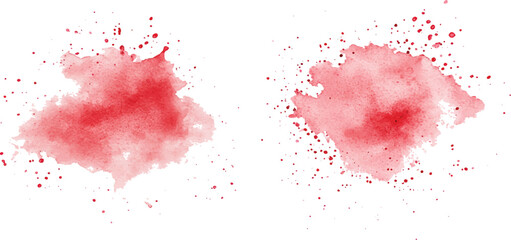 Red watercolor brush strokes isolated on a white background. vector watercolor paint splashes flowing ink blots and dynamic color textures on a clean white background modern design.
