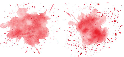 Red watercolor brush strokes isolated on a white background. vector watercolor paint splashes flowing ink blots and dynamic color textures on a clean white background modern design.