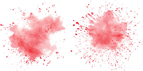 Red watercolor brush strokes isolated on a white background. vector watercolor paint splashes flowing ink blots and dynamic color textures on a clean white background modern design.