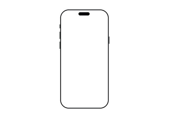 smartphone mockup with blank white screen in flat, line and realistic style, detailed mobile phone mockup, black and white models smartphone front view, model 3D mobile phone iphone