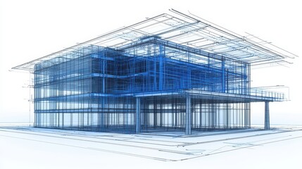 Obraz premium Blueprint modern house design with digital lines architectural v