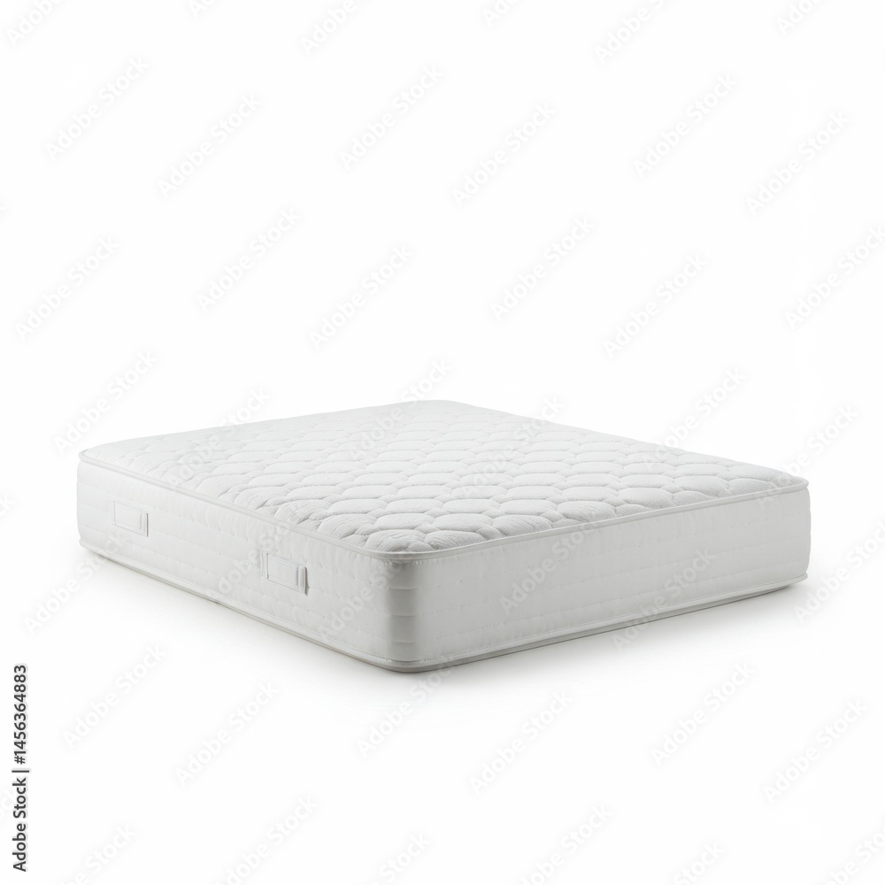 Poster a close up shot of a white mattress with a textured surface on a white background in a studio settin