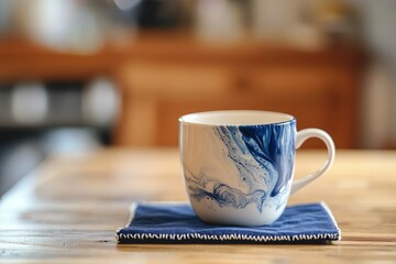 Fototapeta premium Stylish ceramic mug on a wooden table.