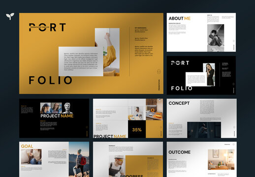 Minimal Portfolio Layout With Yellow Accent