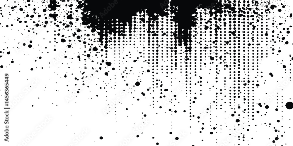 Leinwandbilder Black and white halftone background with grunge-style circle dots. Black and white halftone grunge distressed dot pattern texture, background for design and creative projects.
