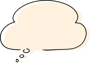 one empty thought cloud hand drawn with black lines with shifted light pink fill