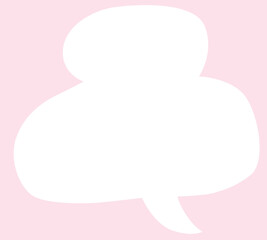 empty white speech bubble in the shape of a figure eight hand drawn on pink background