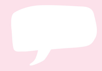 simple blank white speech bubble hand drawn on pink background