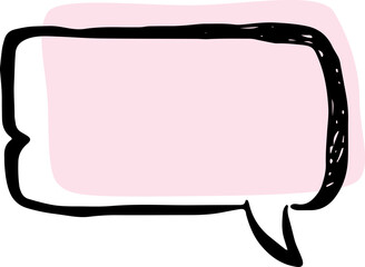 rectangular speech bubble with thick black lines with shifted pink fill hand drawn with black lines