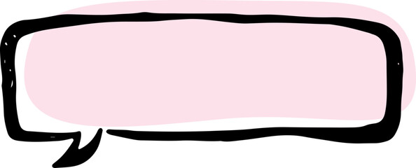 long rectangular speech bubble with thick black lines with shifted pink fill hand drawn with black lines