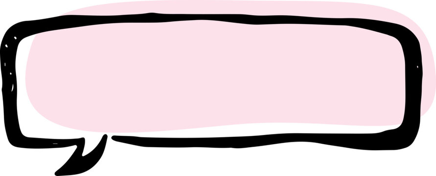 long rectangular speech bubble with thick black lines with shifted pink fill hand drawn with black lines