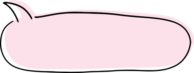 long round speech bubble with offset pink fill hand drawn with black lines
