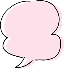 round speech bubble with dashed lines and offset pink fill hand drawn with black lines