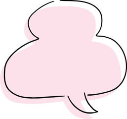rounded figure eight speech bubble with offset pink fill hand drawn with black lines