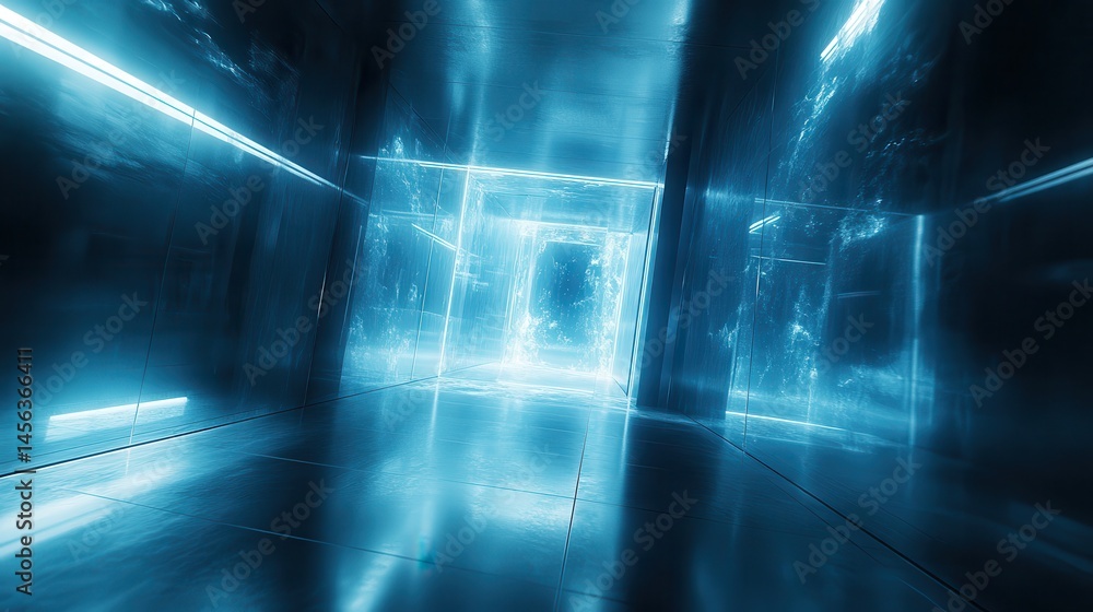 Poster digital data stream flowing through circuits abstract technology