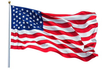 Fototapeta premium Proudly American: Crisp, Vibrant US Flag, Isolated on White Background. Perfect for patriotic on transparent background