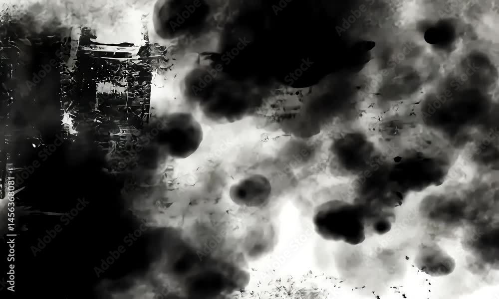 Poster abstract black and white textured cloud composition with dynamic visuals