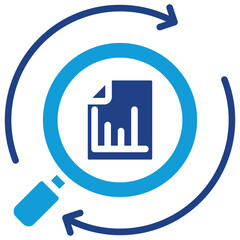 Data Analytics Process Dual Tone Blue Fill - Data Analysis and Research Report Icon