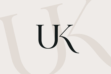 UK or KU letter logo icon design. Classic style luxury initials monogram.