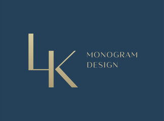 LK letter logo icon design. Classic style luxury initials monogram.