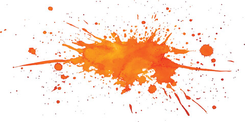 Orange stroke of paint isolated on transparent background. Orange watercolor brush strokes isolated on a white background. vector watercolor paint splashes flowing ink blots and dynamic color textures