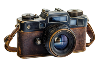 Vintage Camera: Nostalgia's Timeless Lens, Isolated on White, Retro Photography Equipment, Classic on transparent background