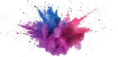  A photo of colorful bright rainbow holi paint color powder explosion isolated on white background.