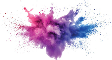  A photo of colorful bright rainbow holi paint color powder explosion isolated on white background.