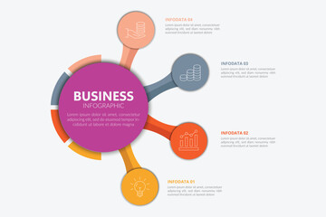 Professional 4 Step Infographic Template for Corporate Reports, Data Visualization, and Business Slides – Adobe Stock Vector