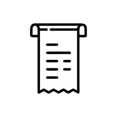 Cash receipt or invoice icon - a minimalistic symbol of a purchase or financial transaction in outline style