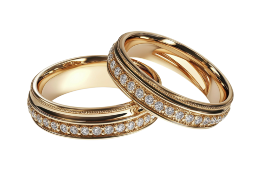 Forever Love: Elegant Wedding Rings Clipart, Perfect for Invitations, Cards, and Designs. on transparent background