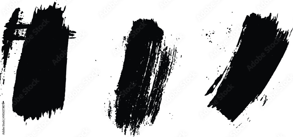 Aufkleber vector set of grunge black brush marks isolated on transparent background. abstract black paint spla