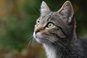 Fototapeta premium Striped Cat Looking Up