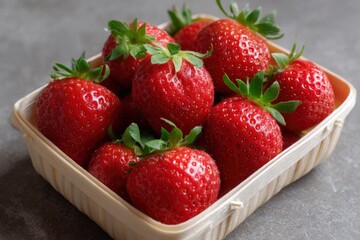 Fresh Strawberry in Wood Basket